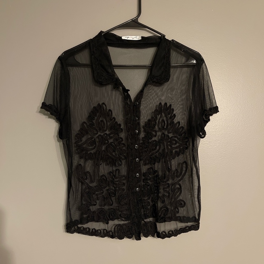 Vintage Mesh Button Up